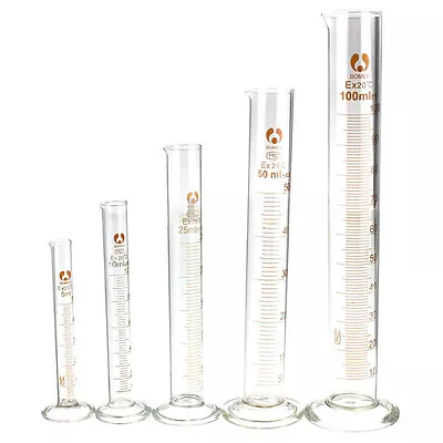 5-100ml Glass Measuring Cylinder Set Chemistry Lab Graduated Measure Tools 5pcs • £12.42