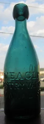 Teal Green W Eagle NY Union Glass Works Iron Pontil Soda Or Mineral Water Bottle • $249.95