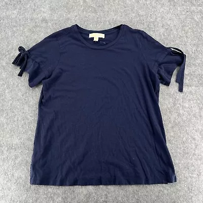 Michael Kors Womens Navy Blue Short Sleeve Shirt Top Size L • $11.99