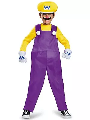 Wario Deluxe Super Mario Villain Bad Plumber Video Game Cartoon Boys Costume S • $85.45