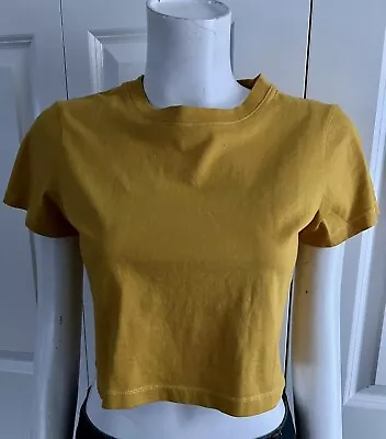 Women’s NWT Cotton:On The Baby Tee Cropped Shirt Washed Golden Yellow Size Small • £7.72