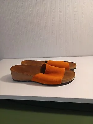 A. Giannetti Orange Suede Comfortable Mules Made In Italy Size 9 • $10
