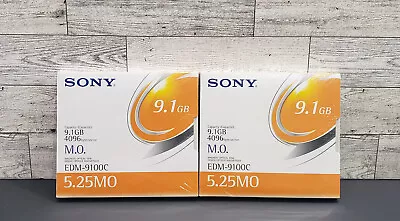 2x Lot  SONY EDM-9100C  9.1GB R/W Magneto Optical Disk  5.25 MO   NEW  Sealed • $59.99