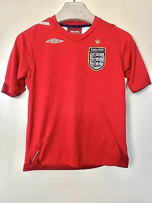 UMBRO ENGLAND Red Away Strip Football Shirt Size SB Age 6-7 Official • £16.99