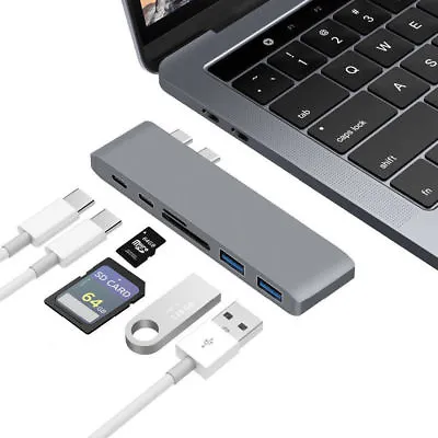 $27.99 • Buy For Macbook Pro Mac PC Laptop 6 In1 Charging&Reader 3.0 Type-C Adapter USB C Hub