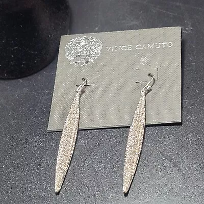 Vince Camuto Silver Pave Crystal Rhinestone Dangle Drop Earrings Vtg? • $16.22