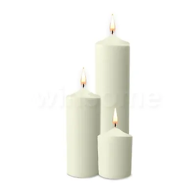 £4.49 • Buy Unscented Church Pillar Candles Thick Round White Classic Candle Long Burn Time