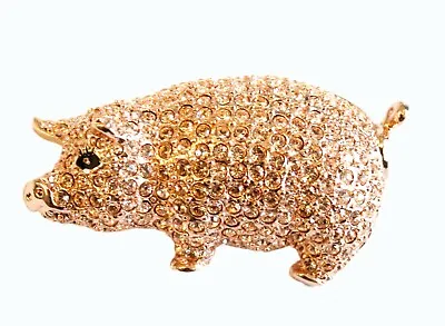 Rose Gold Plated Metal Alloy And Swarovski Crystal Pig Brooch Ari D Norman • £97.52