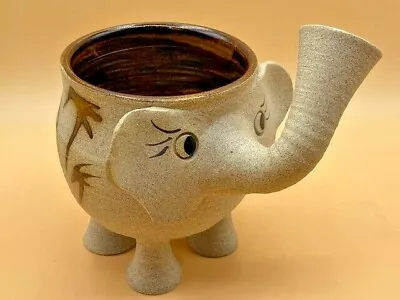 Elephant Bowl/Planter Ceramic Handmade Art Textural Signed Maza Cute Whimsical • $25