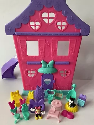 Disney Minnie Mouse Polka Dot Party Play House Figures Playset Disney Clubhouse • £22.99