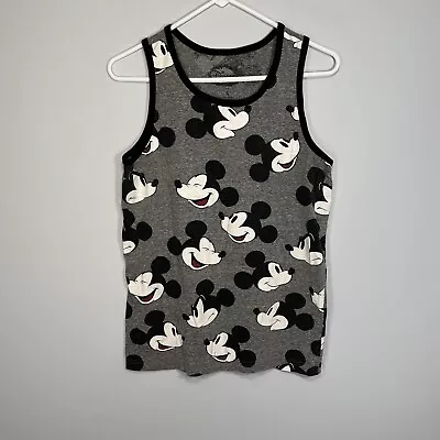 Disney Shirt Adult Small Gray Black Mickey Mouse Tank Top Sleeveless Casual Mens • $3.75