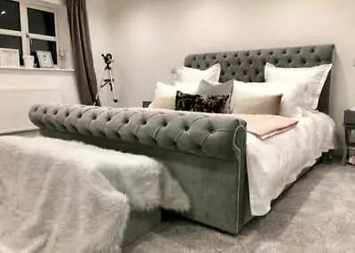 £247.51 • Buy Sleigh Chesterfield Upholstered Plush Velvet Bed Frame With Storage Option