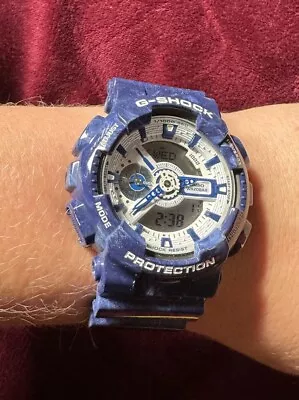 Casio G-Shock Quartz Sport's GA-110BWP-2A Blue Porcelain Resin Men's Watch • $99.50