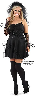 Black Corpse BrideCostume Ladies Zombie Halloween Fancy Dress Costume (EG)  • £18