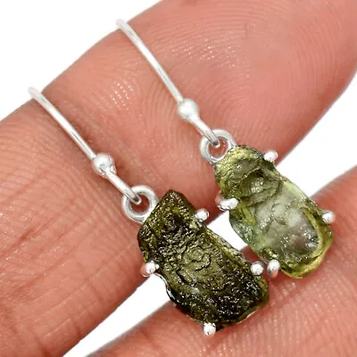 Natural Genuine Czech Moldavite 925 Sterling Silver Earrings Jewelry CE20755 • $39.99