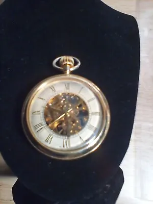 Majestrom Pocket Watch Gold Tone Case  Dial Roman Numerals 51mm Open Face • $60