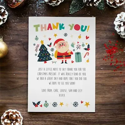 £4.99 • Buy 10 Santa Cute Personalised Childrens Christmas Thank You Cards Notes