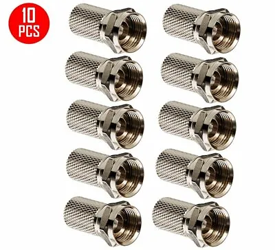 10 Pack F Type RG6 Twist On Coax Cable RF Connector Plug Satellite Antenna TV • $6.89