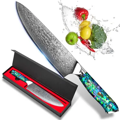 8Inch Chef Knife Japanese Damascus Steel Kitchen Knife AbaloneShell Handle Knife • $79.99