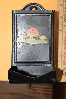 Vintage Metal Matchbox Holder Wall Hanging Mushrooms Rare • $10