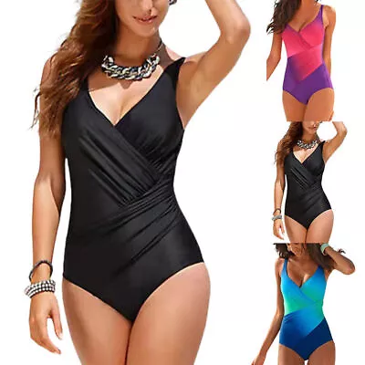 Women's One Piece Monokini Swimwear Padded Bikini Swimsuit Beachwear Plus Size • $20.80