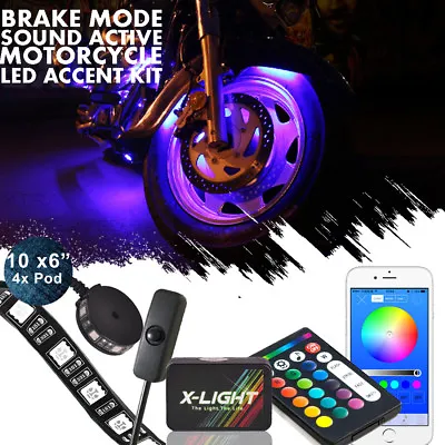  Motorcycle RGB-WHITE LED Neon Under Glow Lights Strip Kit For Harley Davidson • $68.99