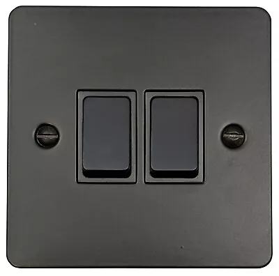 £14.30 • Buy G&H Flat Plate Matt Black Light Switches & Plug Sockets Single & Double