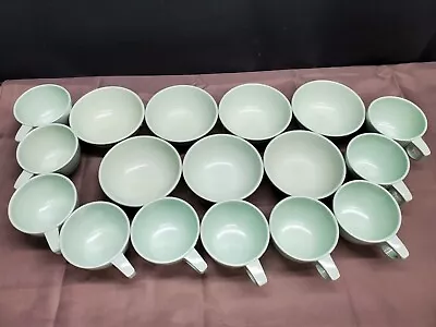 7 Super Don-ite Melmac Melamine Bowls & 10 Arrowhead SiLite Mugs Jadeite Green • $29