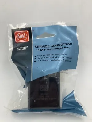 MK Service Connector 100 Amp 5 Way Single Pole Black 1101 RPBLK • £9.99