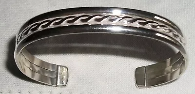 Vintage Navajo Indian Twisted Sterling Silver Cuff Bracelet Signed TAHE • $35