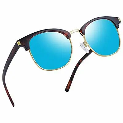 Polarized Half Frame Sunglasses For Men Classic Horn Rimmed Womens Sunglasses E • £22.23