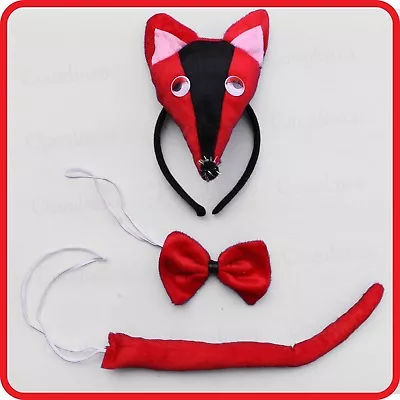 Red Fox Mouse Rat Headband Hairband With Ears+bow Tie+tail-3pc Dress Up-costume • $19.99