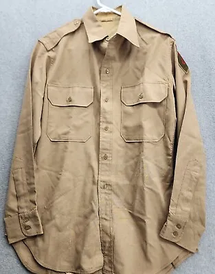 Vintage Military Army Shirt Khaki M1 Worsted Wool 1st Infantry Division  • $24.87