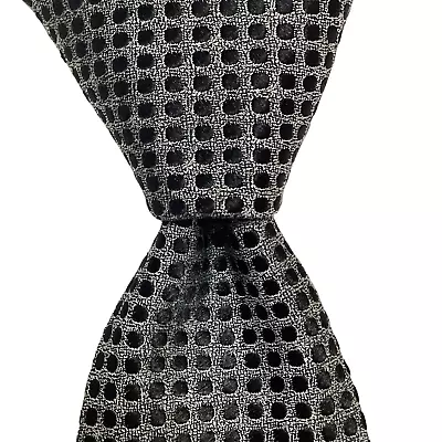 DUCHAMP Men's 100% Silk Necktie ENGLAND Luxury POLKA DOT Gray/Black Skinny EUC • $90.99