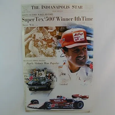 A.J. Foyt  Super Tex  Indy 500 Winner 4th Time 1977 The Indianapolis Star Poster • $24.99