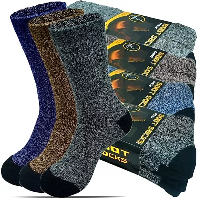 3-12 Pairs Mens Winter Heavy Duty Thermal Warm Cotton Work Boots Crew Socks 9-13 • $7.98