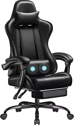 Homall Gaming Chair Footrest Massage Lumbar Black Ergonomic Design High Quality • $118.79