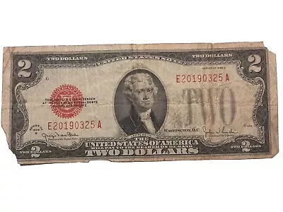 1928 D Series $2 Dollar Bill US Note - Red Seal • $5