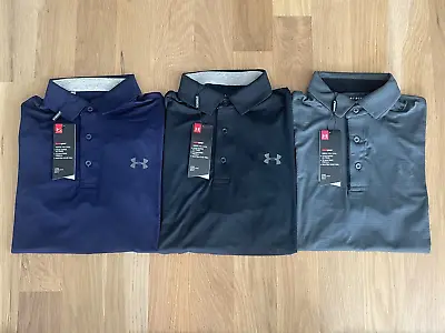 Under Armour Shirt UA Men's Ribbed Playoff Polo Collared Small 3 Lot • $49.95