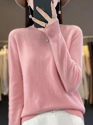 Long Sleeve Women Sweater O-neck Pullover Autumn Winter Basic Solid Shirt Tops • $36.69