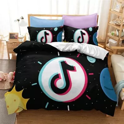 Pattern Tiktok Duvet Cover With Pillowcase Comfortable Bedding Size Queen King • £25.20