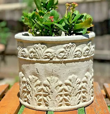 VINTAGE MOTIF WELL PLANTER Cement Concrete Garden Patio Flower Pot Container Art • $149.99