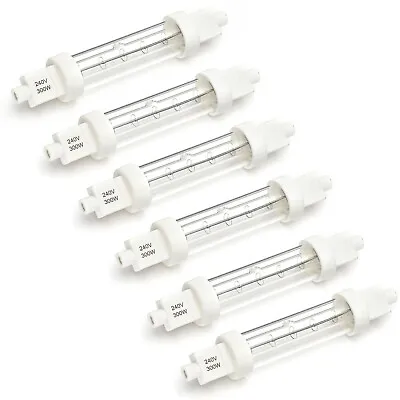 6 X 300W PUSH FIT GANTRY LIGHTS HEAT LAMPS DOUBLE JACKETED FOOD SAFE BULBS 240V • £39