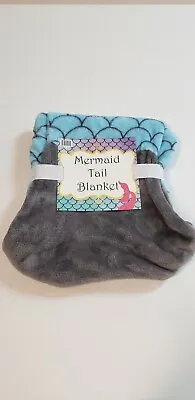 Mermaid Tail Blanket Super Soft Cozy Fleece 22  X 52  Child's Blue & Gray NEW • £8.68