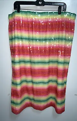 J.CREW COLLECTION Sequin Striped Midi Skirt Size XXL NEW NWT Pink Green • $57.26