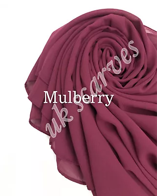 New DUBAI Made Premium Plain Chiffon Maxi Hijab Scarf Shawl Head Wrap Sarong  • £4.84