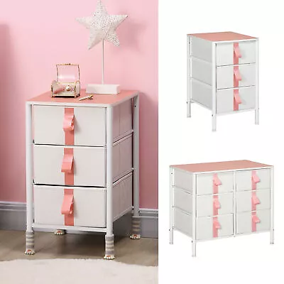 Chest Of Drawers Cloth Organizer W/ 3/6 Fabric Drawers Metal Frame Nursery Room • £49.99