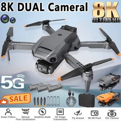 $52.99 • Buy 8K 5G GPS Drone With HD Dual Camera WIFI FPV Foldable RC Quadcopter  +3 Batteris