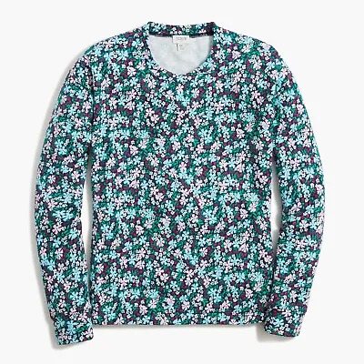 New J. CREW Factory Floral French Terry Sweatshirt MEDIUM Lightweight Top BE278 • $34.99