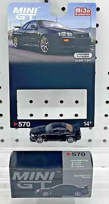 Mini GT Nissan Skyline GT-R R34 V-Spec 570 Black Pearl 1:64 Diecast Car • $16.99